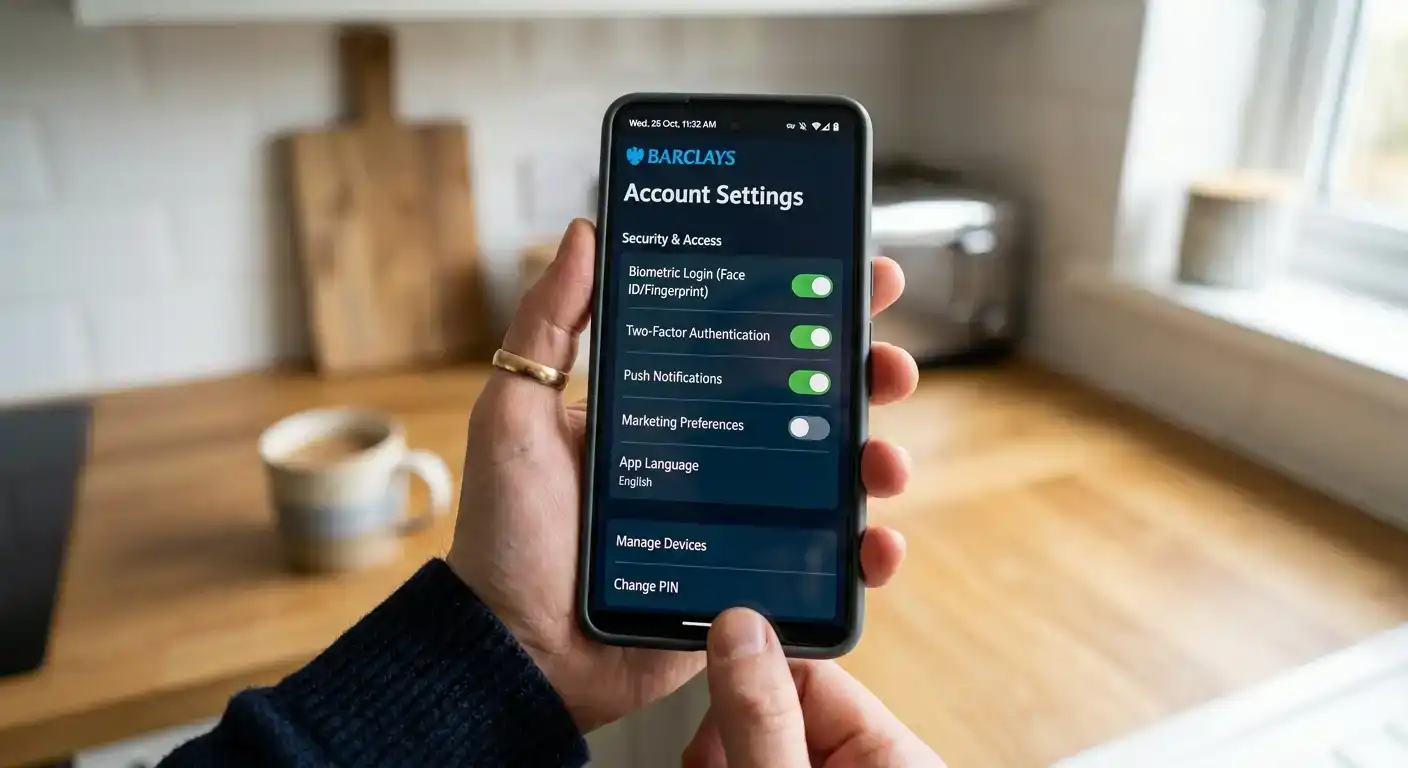 UK bank app showing gambling transaction block toggle in settings