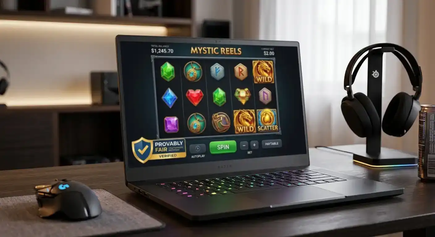 BGaming slot game with provably fair certification badge visible in interface