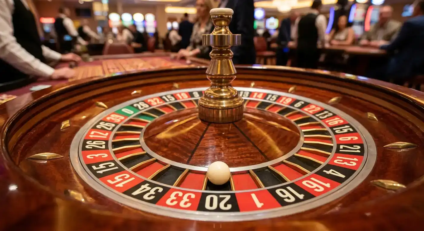European roulette wheel with single zero and numbered betting layout