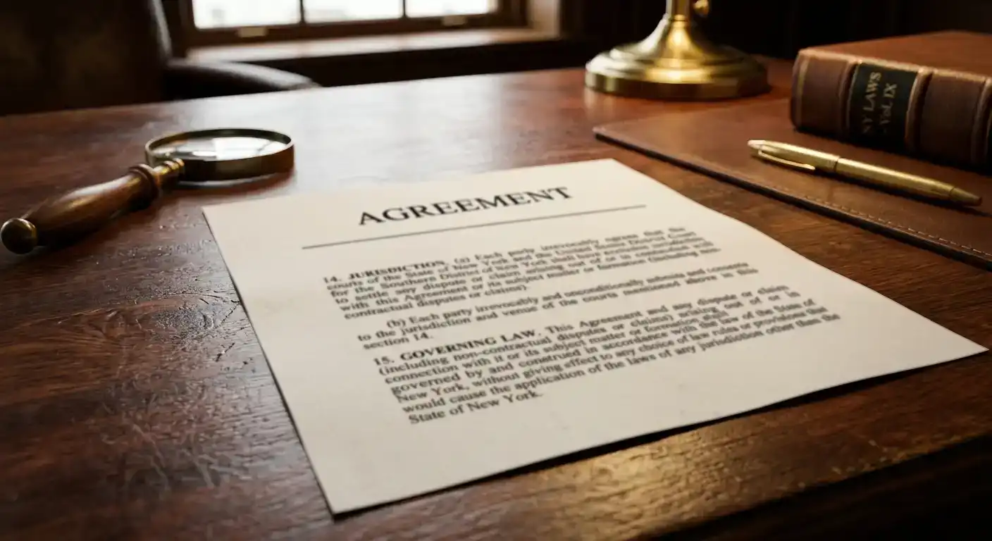Terms and conditions section showing governing law jurisdiction and dispute resolution process