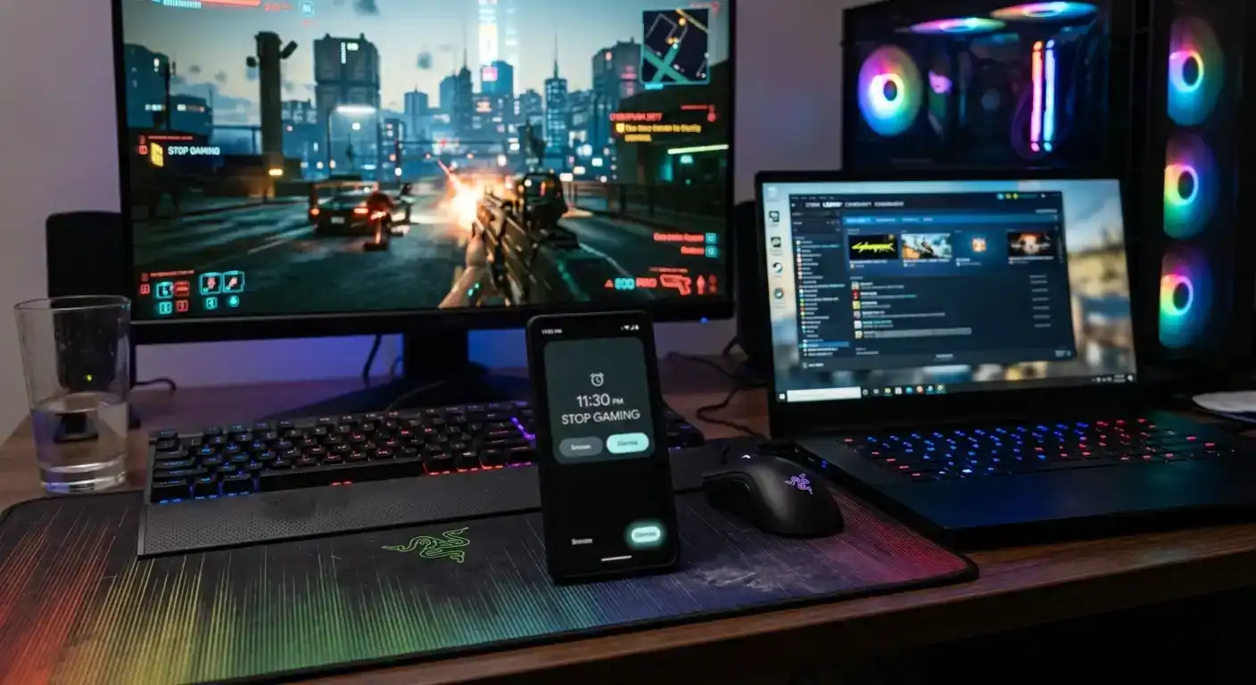 Phone alarm notification set as external session time boundary for casino play