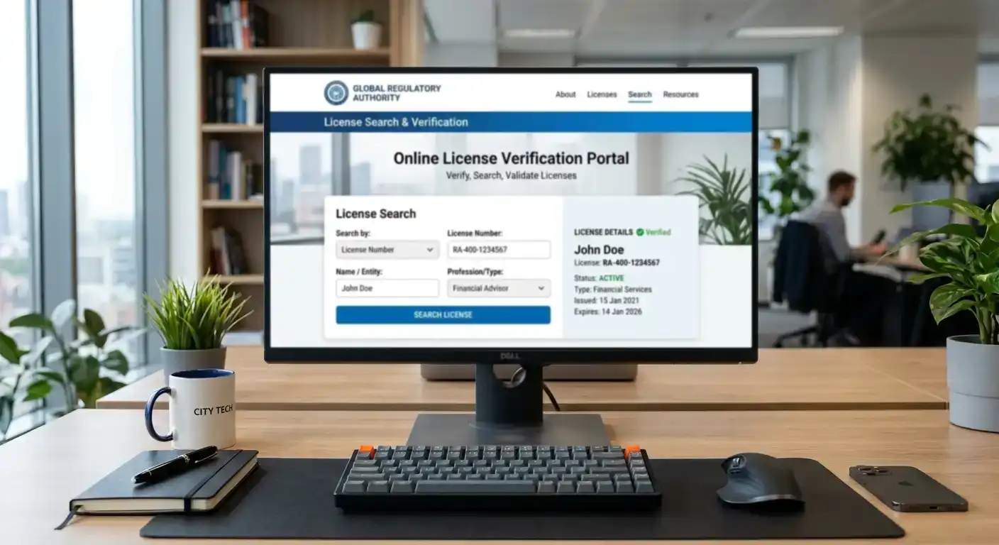 Regulatory website showing game provider licence number verification page