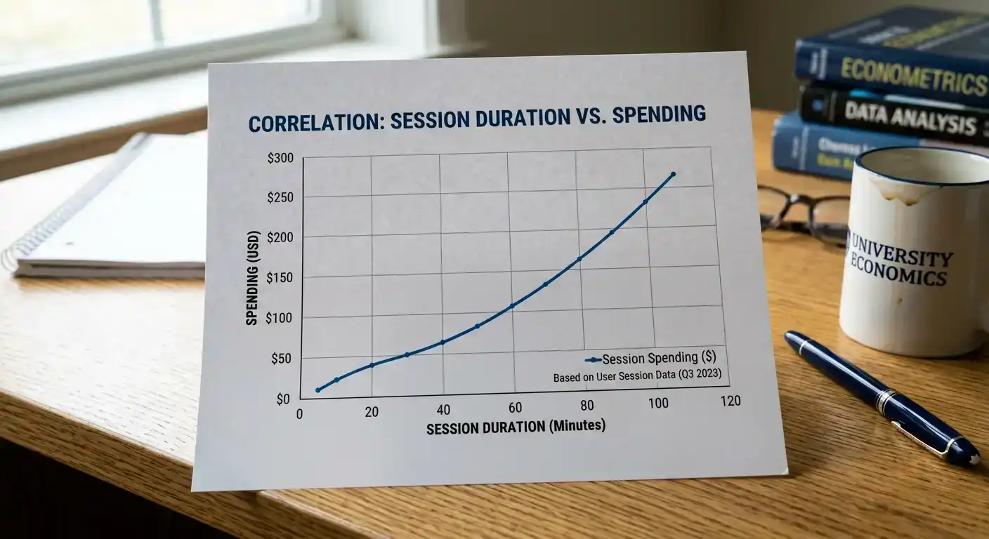 Graph showing correlation between extended session duration and increased spending patterns