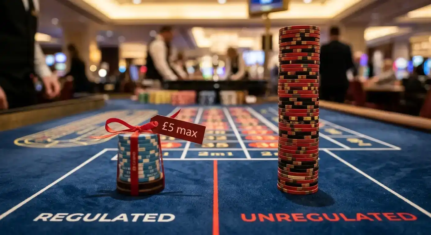 UK online slot stake limits versus unrestricted offshore casino play